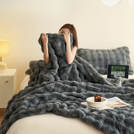 Ultra-Soft Beige Fleece Throw Blanket 51" x 63" – Plush Cozy Accent for Couch & Bedroom