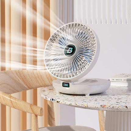 Portable Foldable Standing Fan – USB Rechargeable, Adjustable Height, Quiet 4-Speed Pedestal Fan for Home & Office