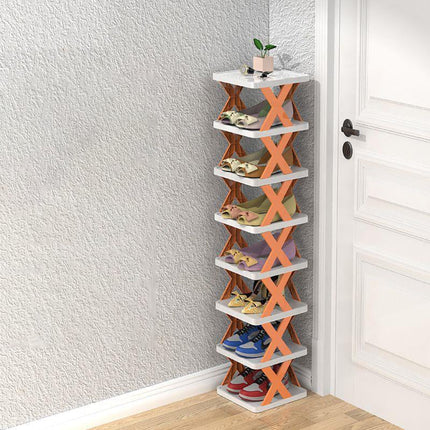 Slim Wooden Shoe Rack – Space-Saving Entryway Organizer for Small Spaces