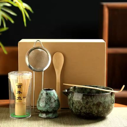 Traditional Japanese Matcha Tea Set – Complete Ceremony Kit with Bamboo Whisk, Bowl, and Accessories