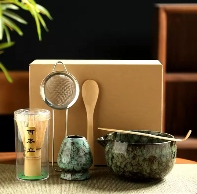 Traditional Japanese Matcha Tea Set – Complete Ceremony Kit with Bamboo Whisk, Bowl, and Accessories