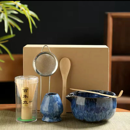 Traditional Japanese Matcha Tea Set – Complete Ceremony Kit with Bamboo Whisk, Bowl, and Accessories