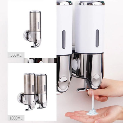 Wall-Mounted Stainless Steel Soap Dispenser – Modern Silver Bathroom Accessory