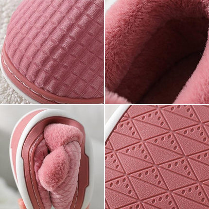 Unisex Fleece-Lined Winter Slippers – Soft Fabric, Warm Lining, Non-Slip Sole