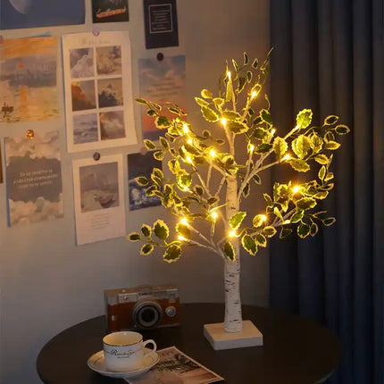 LED Leaf Tree Decor – 4.3″ × 2.4″ Tabletop Lighted Indoor Tree Lamp with Warm White Leaves