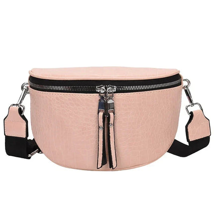 Trendy Croco Waist Bag with Double Zipper – Stylish & Functional Fanny Pack