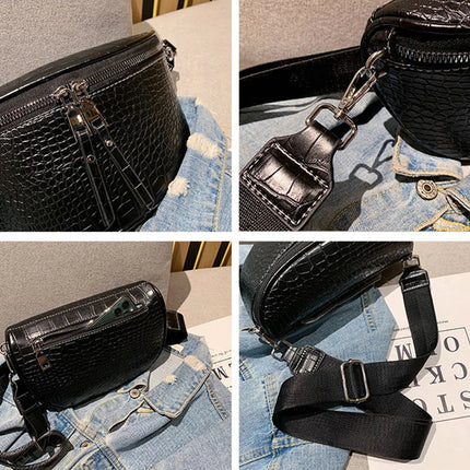 Trendy Croco Waist Bag with Double Zipper – Stylish & Functional Fanny Pack