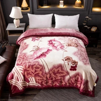 Luxury Floral Fleece Blanket – Ultra-Soft Warm Throw for Bed & Sofa