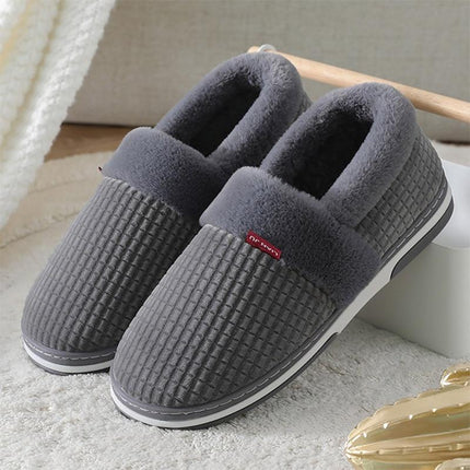 Unisex Fleece-Lined Winter Slippers – Soft Fabric, Warm Lining, Non-Slip Sole