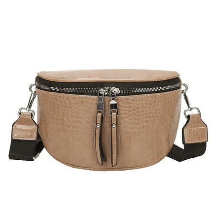 Trendy Croco Waist Bag with Double Zipper – Stylish & Functional Fanny Pack