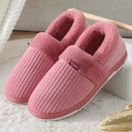 Unisex Fleece-Lined Winter Slippers – Soft Fabric, Warm Lining, Non-Slip Sole