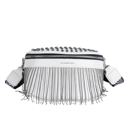 Trendy Fringe Crossbody Bag – PU Leather Shoulder Bag with Zipper & Adjustable Strap