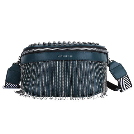 Trendy Fringe Crossbody Bag – PU Leather Shoulder Bag with Zipper & Adjustable Strap