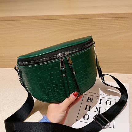 Trendy Croco Waist Bag with Double Zipper – Stylish & Functional Fanny Pack