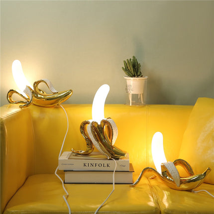 Playful Banana-Shaped Table Lamp with Gold Finish – Unique Modern Home Accent Light