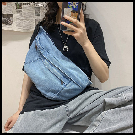 Denim Crossbody Fanny Pack – Adjustable Waist Bag for Women | Lightweight & Stylish Jean Belt Bag
