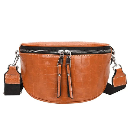 Trendy Croco Waist Bag with Double Zipper – Stylish & Functional Fanny Pack