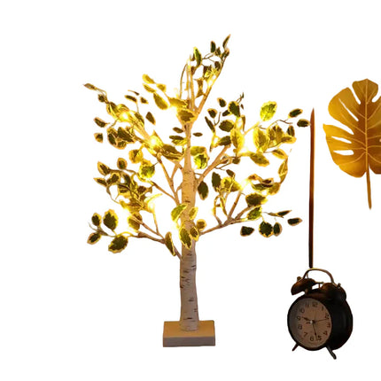 LED Leaf Tree Decor – 4.3″ × 2.4″ Tabletop Lighted Indoor Tree Lamp with Warm White Leaves
