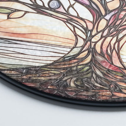 Handcrafted Tree of Life Stained Glass Suncatcher 8" – Colorful Window Hanging for Home & Garden