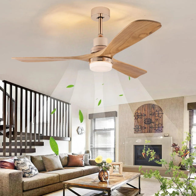 EcoLuxe 52" Ceiling Fan with LED Light & Remote – Modern Wood Blades for Year-Round Comfort