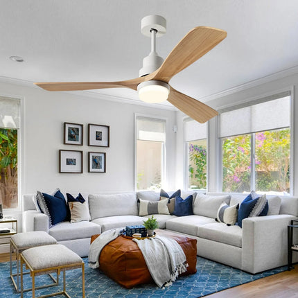 EcoLuxe 52" Ceiling Fan with LED Light & Remote – Modern Wood Blades for Year-Round Comfort