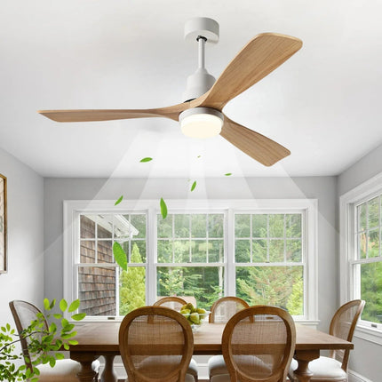 EcoLuxe 52" Ceiling Fan with LED Light & Remote – Modern Wood Blades for Year-Round Comfort