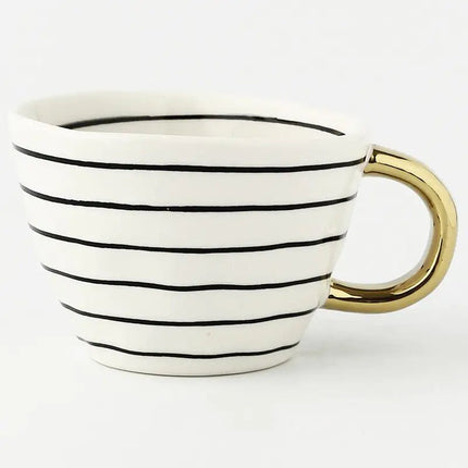 Elegant Hand-Painted Ceramic Mug with Gold Handle – 12 oz Artistic Coffee & Tea Cup