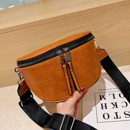 Trendy Croco Waist Bag with Double Zipper – Stylish & Functional Fanny Pack