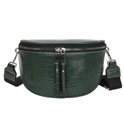 Trendy Croco Waist Bag with Double Zipper – Stylish & Functional Fanny Pack