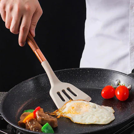 Premium 10-Piece Silicone Kitchen Utensil Set with Space-Saving Holder – Heat-Resistant, Non-Scratch, Dishwasher-Safe