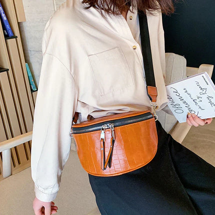 Trendy Croco Waist Bag with Double Zipper – Stylish & Functional Fanny Pack