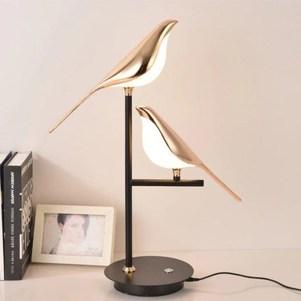 Modern Bird-Shaped LED Desk Lamp – Elegant Gold Table Light for Bedroom, Office & Home Décor