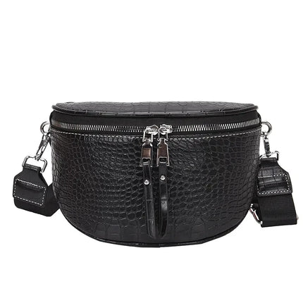 Trendy Croco Waist Bag with Double Zipper – Stylish & Functional Fanny Pack