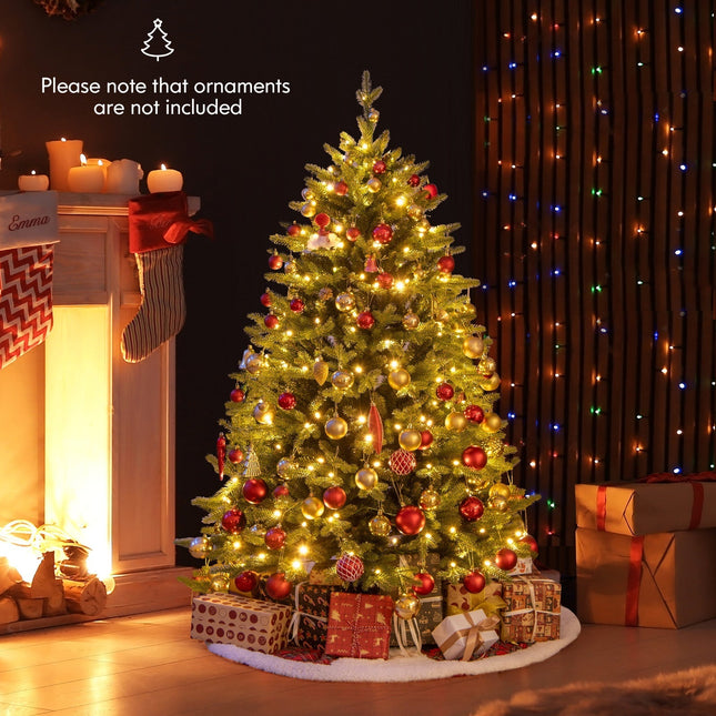 Pre-Lit Artificial Christmas Tree 59" with 250 Warm LED Lights – Full 7-Foot Realistic PVC/PE Tree with 844 Branch Tips