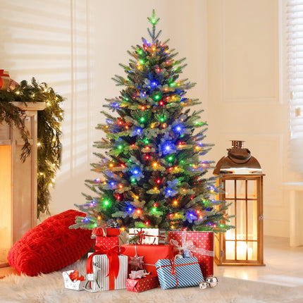 Pre-Lit Artificial Christmas Tree 59" with 250 Warm LED Lights – Full 7-Foot Realistic PVC/PE Tree with 844 Branch Tips