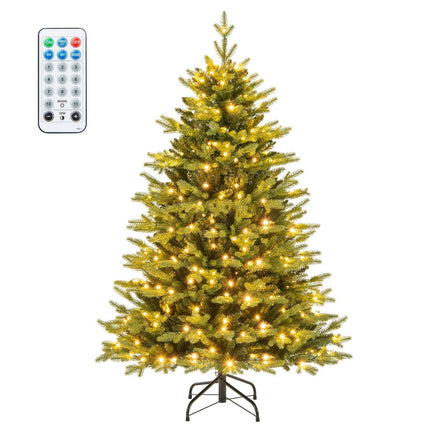 Pre-Lit Artificial Christmas Tree 59" with 250 Warm LED Lights – Full 7-Foot Realistic PVC/PE Tree with 844 Branch Tips