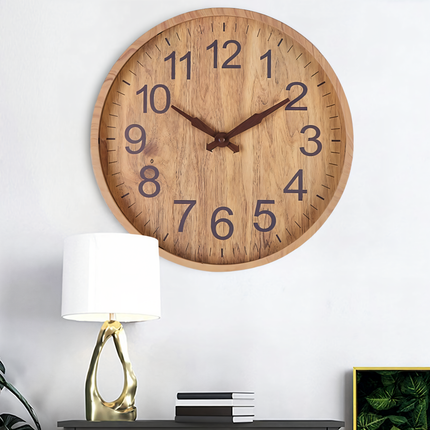 Elegant Silent Wooden Wall Clock – 12" Battery-Operated, Minimalist Design for Kitchen & Living Room