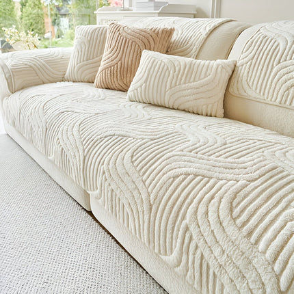 Velvet Non-Slip Sofa Cover for 2-4 Seat Couch – Plush Furniture Protector & Modern Mist Fit