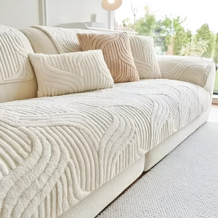 Velvet Non-Slip Sofa Cover for 2-4 Seat Couch – Plush Furniture Protector & Modern Mist Fit