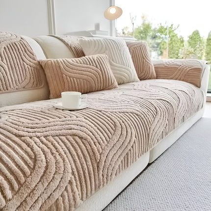 Velvet Non-Slip Sofa Cover for 2-4 Seat Couch – Plush Furniture Protector & Modern Mist Fit