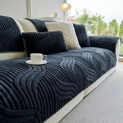 Velvet Non-Slip Sofa Cover for 2-4 Seat Couch – Plush Furniture Protector & Modern Mist Fit