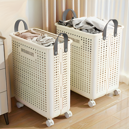 Rolling Laundry & Storage Basket with Handles – Collapsible Organizer on Wheels