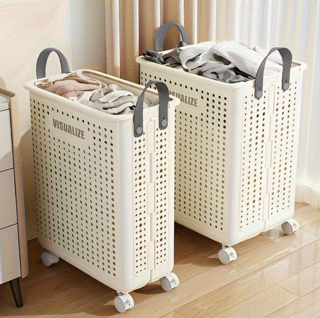 Rolling Laundry & Storage Basket with Handles – Collapsible Organizer on Wheels
