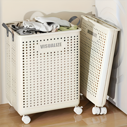 Rolling Laundry & Storage Basket with Handles – Collapsible Organizer on Wheels