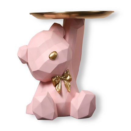 Modern Geometric Bear Statue with Key Holder – Decorative Resin Organizer for Home or Office