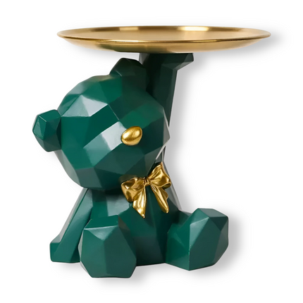 Modern Geometric Bear Statue with Key Holder – Decorative Resin Organizer for Home or Office