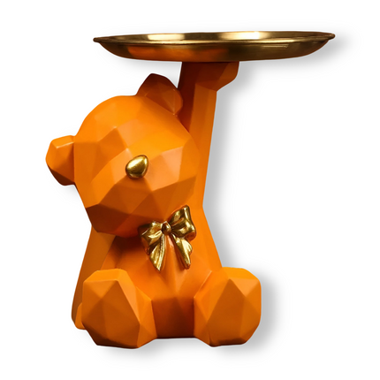 Modern Geometric Bear Statue with Key Holder – Decorative Resin Organizer for Home or Office
