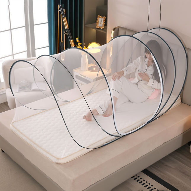 Foldable Mosquito Net for Bed – Portable Polyester & Fiberglass Insect Protection