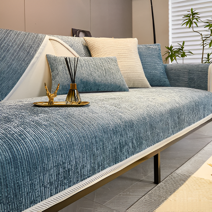 Striped Chenille Pet-Friendly Sofa Cover 27.6" × 27.6" up to 35.4" × 94.5" – Non-Slip Couch Protector for Pets & Families