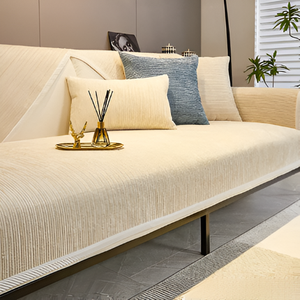 Striped Chenille Pet-Friendly Sofa Cover 27.6" × 27.6" up to 35.4" × 94.5" – Non-Slip Couch Protector for Pets & Families